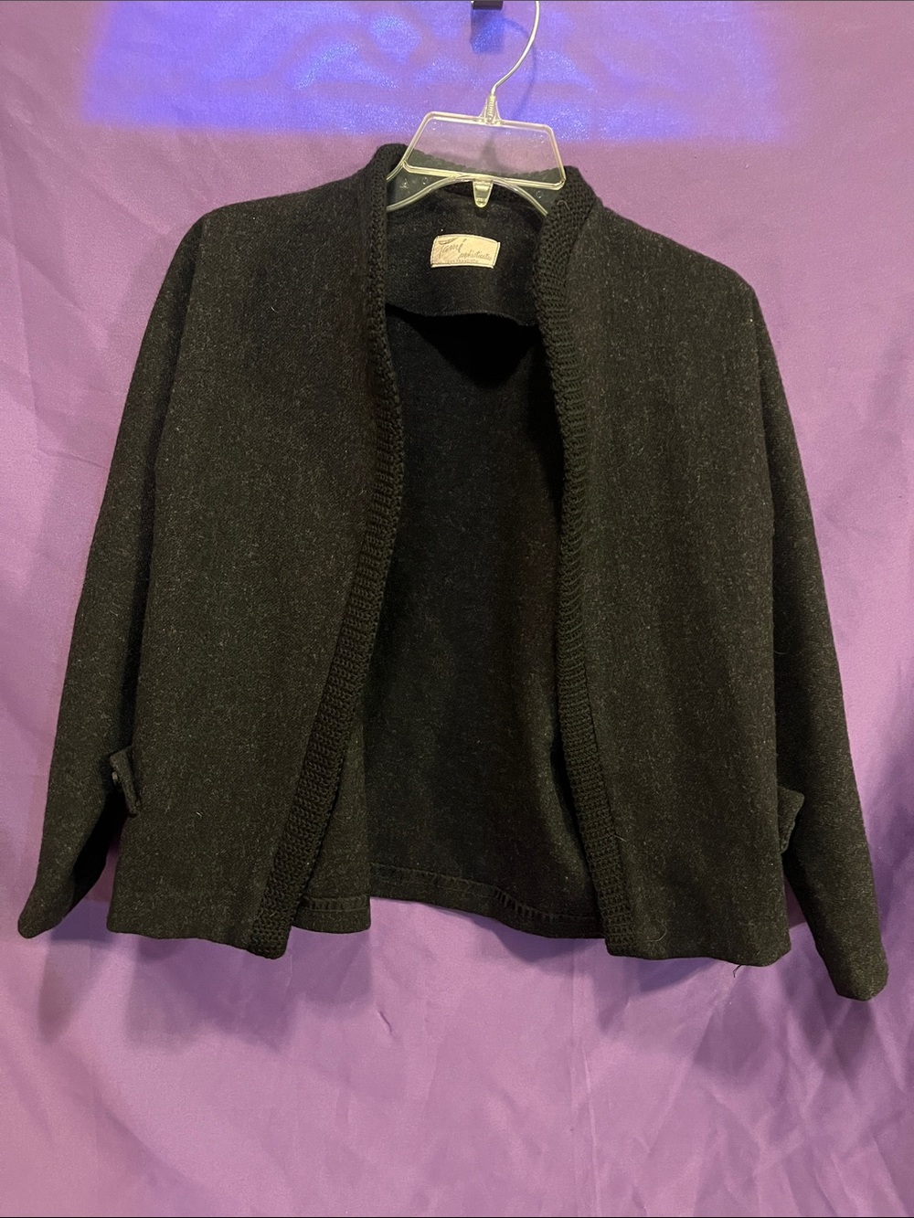 Classic Black Open-Front Women's Blazer Jacket 
100 % Wool